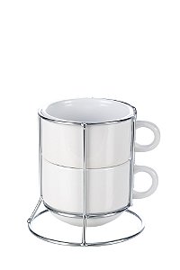 KIT 2 XÍCARAS BR 150 ML + SUPORTE DE METAL JKB UND