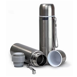 GARRAFA TÉRMICA AÇO INOX 500 ML C/COPO E ALÇA DEKO