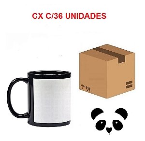 CANECA TARJA BRANCA PRETA 325ML PANDA CX36