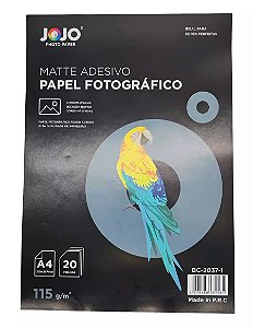PAPEL MATTE ADESIVO 115G A4 PCT 20FLS JOJO