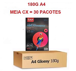 PAPEL FOTO 180G A4  MEIA CX 30 PCTS 600 FLS JOJO