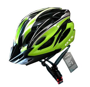 CAPACETE BIKE GTSTEC INNMOULD LED VERD/PRETO TAM G