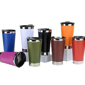 KIT C/5 COPO TÉRMICO PARA DTF-UV AÇO C/TAMPA E ABRIDOR 473ML