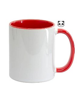 CANECA BRANCA INT E ALÇA VERMELHO 325ML PANDA
