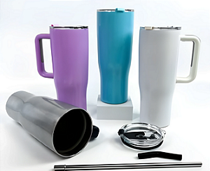 COPO TERMICO DE AÇO INOX C/ ALÇA E CANUDO 1200ML P1721