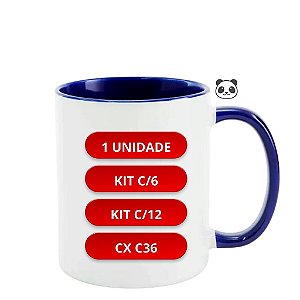 CANECA BRANCA INT E ALÇA AZUL ES 325ML PANDA