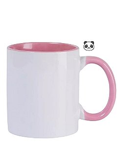 CANECA BRANCA INT E ALÇA ROSA 325ML PANDA
