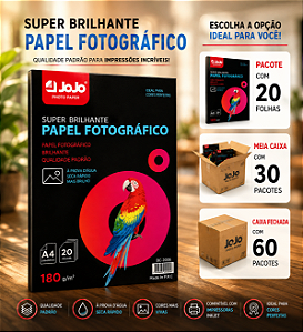 PAPEL FOTOGRÁFICO GLOSSY 180G A4 JOJO