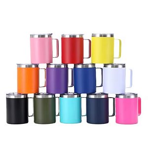 CANECA TERMICA AÇO INOX C/ALÇA E TAMPA ACRILÍCA 400ML