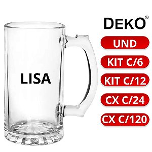 CANECA CHOPP VIDRO LISA 475ML DEKO
