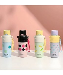 GARRAFA TÉRMICA FOFA 650ML INFANTIL C/ALÇA E TAMPA - ESCOLA & PASSEIOS P1961