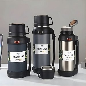 GARRAFA TÉRMICA AÇO INOX 2L AGUA CAFÉ CHIMARRÃO CAMPING P1559