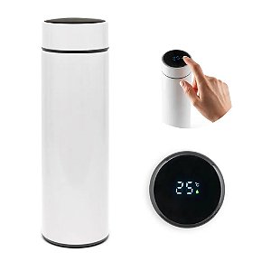 GARRAFA TERMICA C/SENSOR DIGITAL TEMPERATURA 500ML COR BRANCO