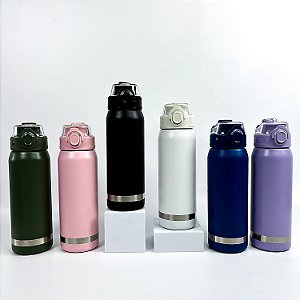 GARRAFA TERMICA DE INOX C/ TAMPA COM TRAVA E VEDAÇÃO 800ML P1716