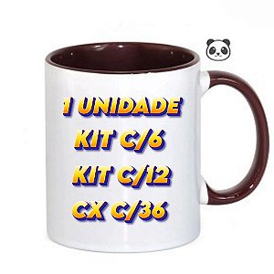 CANECA BRANCA INT E ALÇA MARRON 325ML PANDA UND