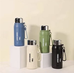 GARRAFA TERMICA INOX COM ALÇA CHAVEIRO