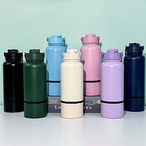 GARRAFA TERMICA C/ALÇA E COPO ROSQUEAVEL 650ML