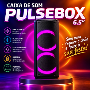 Caixa de Som Torre PulseBox 2x Woofers 6.5 Polegadas 600W Pulse