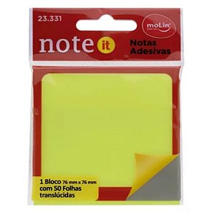Bloco de Notas Adesivas Transparente Amarelo 50 Fls Molin