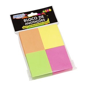 Bloco Smart Notes 38x51 mm Colorido Neon 100 fls 4blocos BRW
