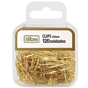 Clips 28mm com 120 unidades Dourado Metalizado Tilibra