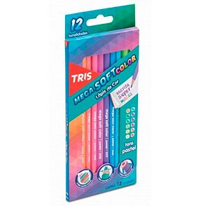 Lápis de Cor Mega Soft Color Tons Pastel Tris - 12 Cores