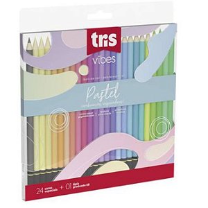 Lápis de Cor Vibes Tons Pastel Tris – 24 Cores + 1 Lápis 6B