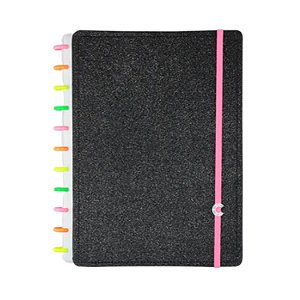 Caderno Inteligente Let's Glitter Neon Black - Grande 80 Fls