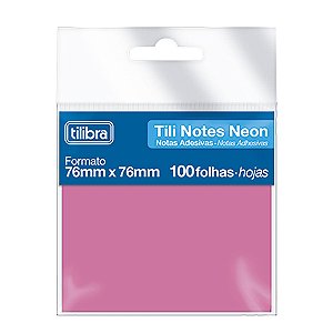 Bloco Adesivo Tili Notes 76x76mm 100 Fs Tilibra - Rosa Neon
