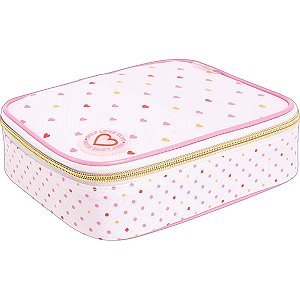 Estojo Box Académie Coração Metalizado Tilibra - Rosa