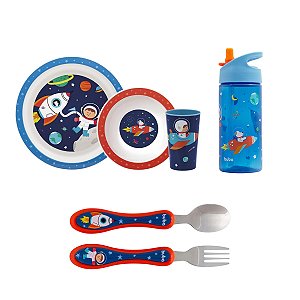 Kit Refeição Aventura Astronauta Completo Com Garrafa/Talher