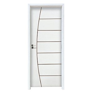 Kit Porta Completa Belíssima Primer 82cm + Fechadura Externa Modena + Batente Ecológico Primer