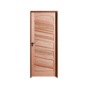 Kit Completo Porta Topázio Maciça 82cm + Fechadura Externa Modena + Batente Eucalipto c/Emenda.