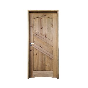Kit Completo Porta Esmeralda Eco Maciça 82cm + Fechadura Externa Modena + Batente Ecológico Tingido Imbuia