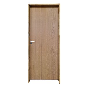 Kit Porta Completa Lisa Imbuia 82cm + Fechadura Interna Modena + Batente Ecológico Tingido Imbuia
