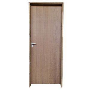 Kit Porta Completa Lisa Imbuia 92cm + Fechadura Modena Banheiro + Batente Ecológico Tingido Imbuia