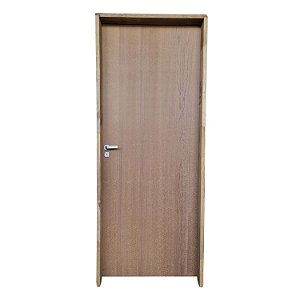 Kit Porta Completa Lisa Imbuia 62cm + Fechadura Modena Banheiro + Batente Ecológico Tingido Imbuia