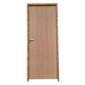 Kit Porta Completa Lisa Angelim 82cm + Fechadura Externa Modena + Batente Ecológico Tingido Imbuia