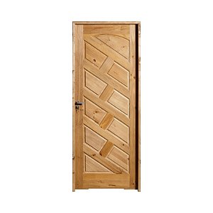 Kit Completo Porta Spazio Eco Maciça 82cm + Fechadura Externa Modena + Batente Ecológico Tingido Imbuia.