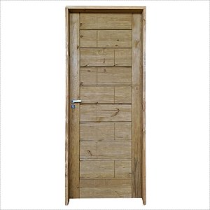 Kit Completo Porta Ekos Eco Maciça 82cm + Fechadura Externa Modena + Batente Ecológico Tingido Imbuia