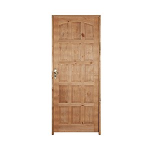 Kit Completo Porta Torneada 15 Alm Eco Maciça 82cm + Fechadura Externa Rafinata + Batente Ecológico Tingido Imbuia.