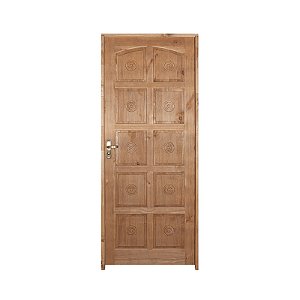 Kit Completo Porta Torneada 10 Alm Eco Maciça 72cm + Fechadura Externa Rafinata + Batente Ecológico Tingido Imbuia.