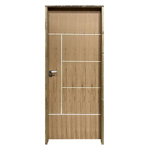 Kit Completo Porta Atenas Imbuia 92cm + Fechadura Externa Modena + Batente Ecológico Tingido Imbuia