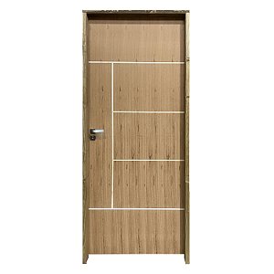 Kit Completo Porta Atenas Imbuia 82cm + Fechadura Externa Modena + Batente Ecológico Tingido Imbuia