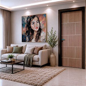 Kit Completo Porta Quartzo Angelim 82cm + Fechadura Externa Modena + Batente Ecológico Tingido Imbuia