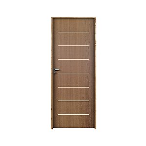 Kit Completo Porta Cristal Imbuia 72cm + Fechadura Externa Modena + Batente Ecológico Tingido Imbuia