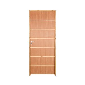 Kit Completo Porta Elegance Angelim 62cm + Fechadura Externa Modena + Batente Ecológico Tingido Imbuia