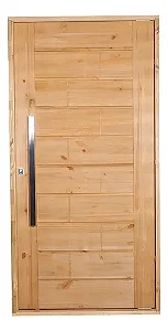 Kit Completo Porta Ekos Eco Pivotante 102cm + Fechadura Externa Rolete Com Pux chato de 80cm Batente Pinus Ecológico Tingido Imbuia de 14cm.