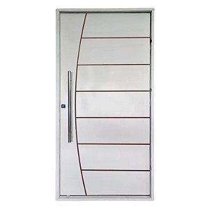 Kit Completo Porta Pivotante Belíssima Primer 102cm + Fechadura Externa Rolete Com Pux Reto de 80cm+ Batente Pinus Emendado Primer de 14cm