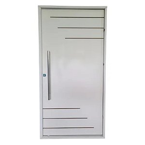 Kit Completo Porta Pivotante Milano Primer 102cm + Fechadura Externa Rolete Com Pux Reto de 80cm + Batente Pinus Emendado Primer de 14cm